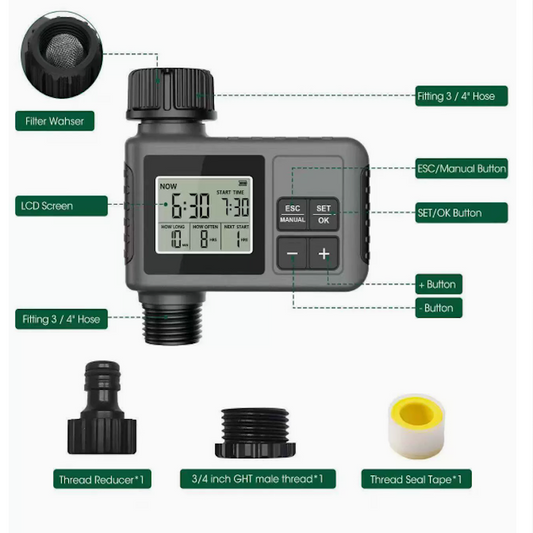 Intelligent automatic watering system for gardening, garden balcony farm watering timer, outdoor irrigation controller