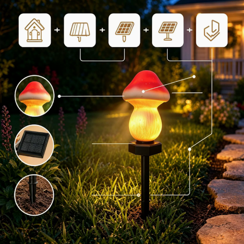Luminous solar-powered mushroom night lights, outdoor garden and lawn waterproof landscape decorative lights