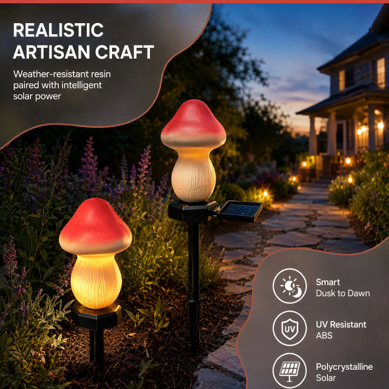 Luminous solar-powered mushroom night lights, outdoor garden and lawn waterproof landscape decorative lights